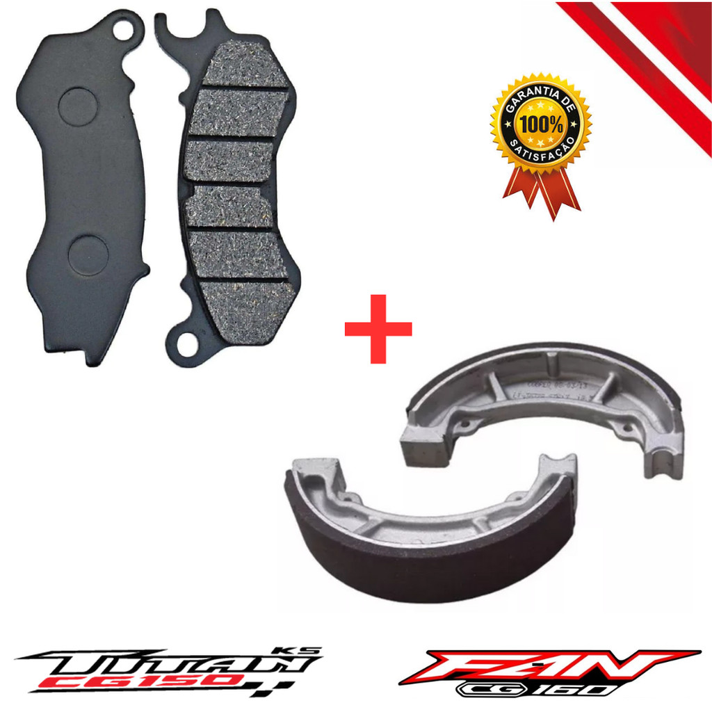 Pastilha de Freio + Patins de Freio Fan e Titan 150 Mix - 2009 a 2013.