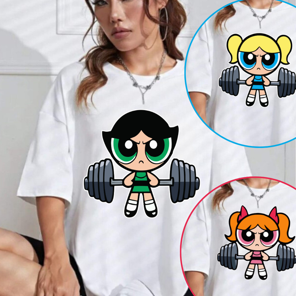 Camiseta Feminina  Oversized As Meninas Superpoderosas Gym Algodão Aesthetic