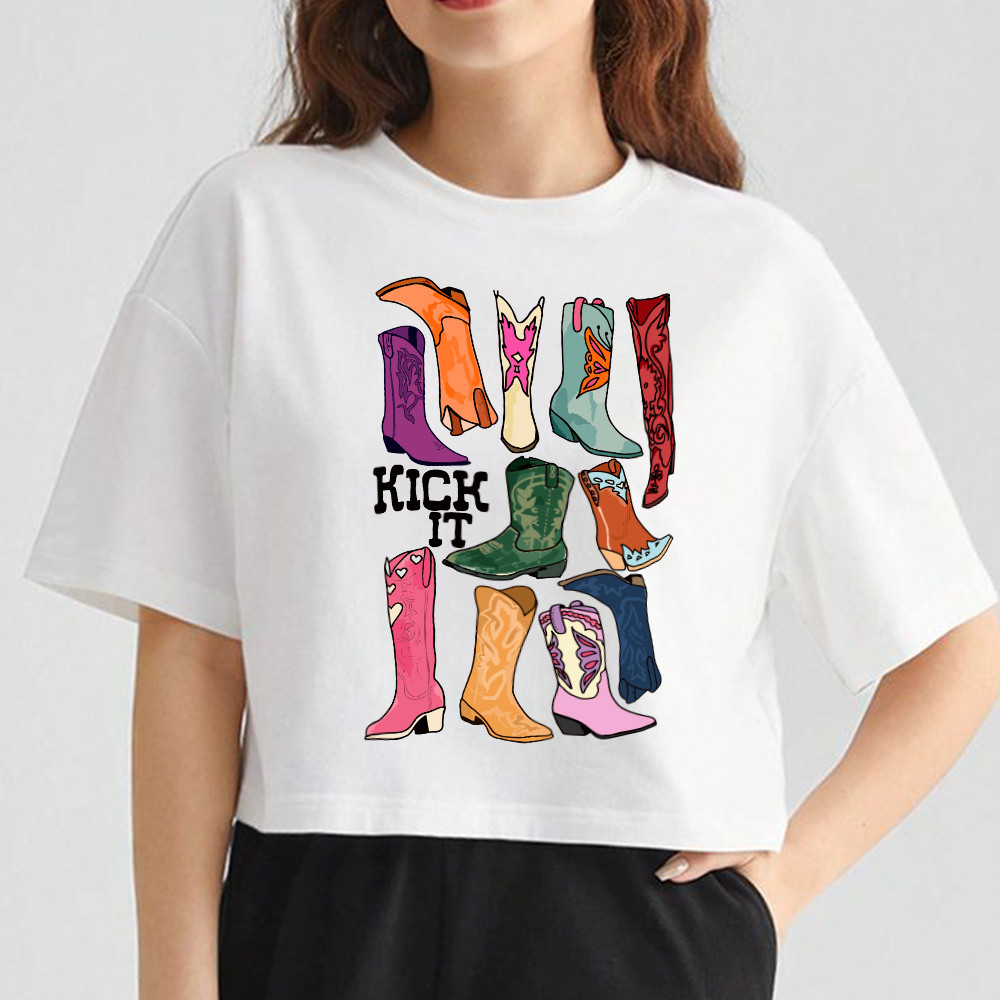 Camiseta Blusa Cropped Feminino Country Cowgirl Botas Coleção Girl