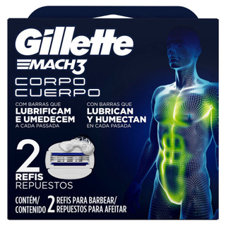 Gillette Mach3 Corpo Carga para Aparelho de Depilação Corporal para Homens 2 Unidades em Oferta na Shopee