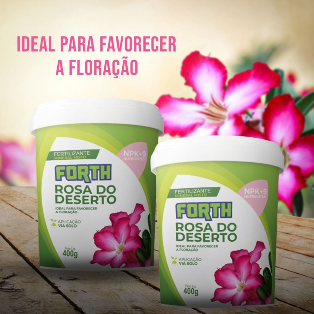 02 Fertilizante Adubo Rosa do Deserto 400g Forth em Oferta na Shopee
