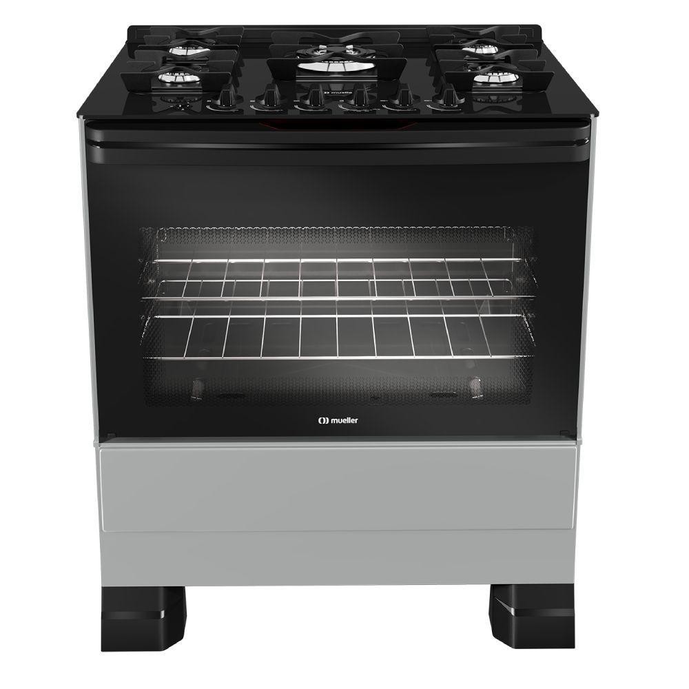 Fogão Mueller 5 Bocas Titanio Bivolt Mesa De Vidro e Tripla Chama MFV5BF em Oferta na Shopee