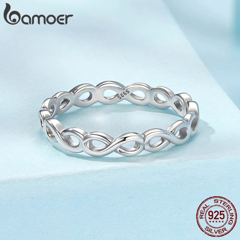 Anel De Prata Esterlina 925 Bamoer Símbolo Do Infinito Joias Da Moda Presente Feminino · foto 2