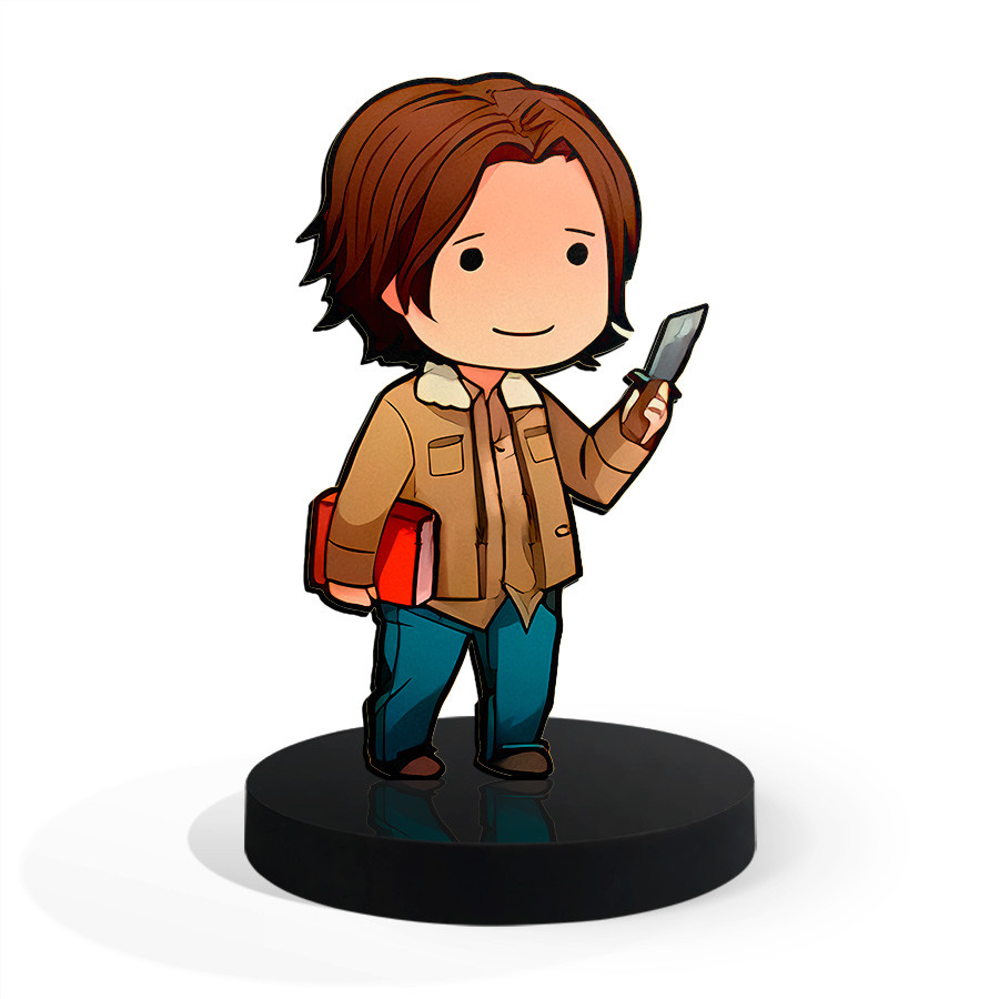 Totem Pequeno Boneco Sam Winchester Supernatural 7cm + Base em Oferta na Shopee