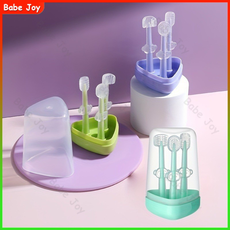 3/1 pçs silicone escova dentes Recém-Nascido Língua Limpeza Oral 0-2 Anos Escova Dentes treinamento