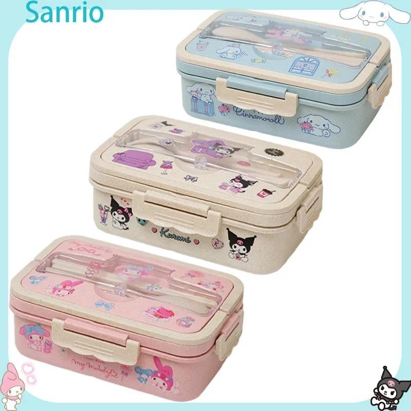 Sanrio Cartoon Bento Caixa Canela Minha Melodia Grande Capacidade De Armazenamento Balde De Jantar Kuromi De Almoço Conjunto De Louça De Mesa Estudante