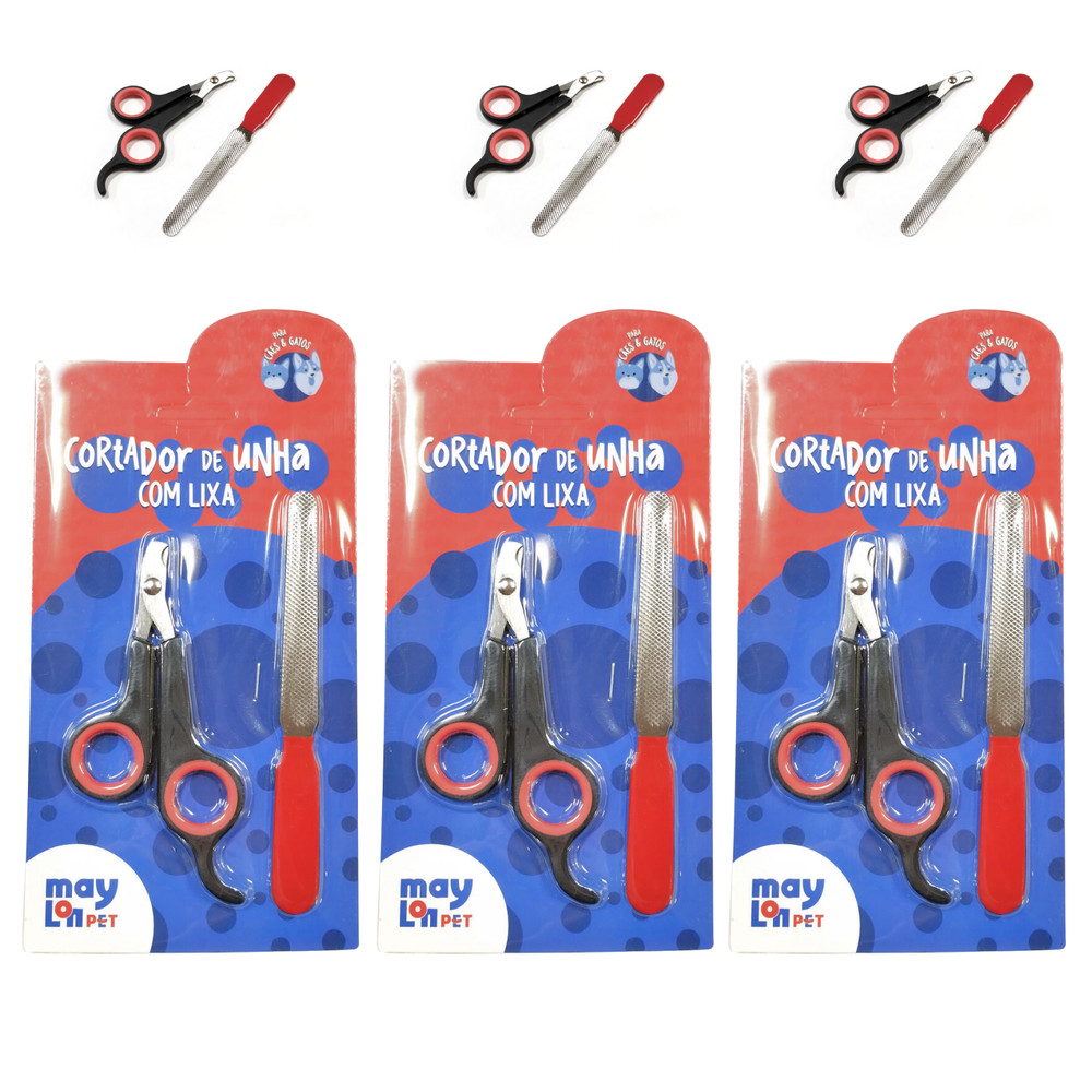 Tesoura Corte Unha Cães Gatos P Kit 3 Un PADRAO