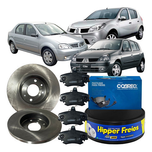 Jogo Disco Pastilha Freio Dianteira Sólido Clio Logan Sandero 1.0 em Oferta na Shopee