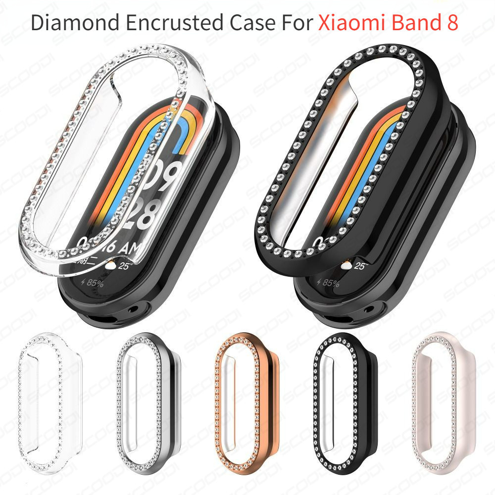 Capa Incrustada De Diamante Com Borda Dura Para PC Xiaomi Mi Band 10 9 8 Proteto