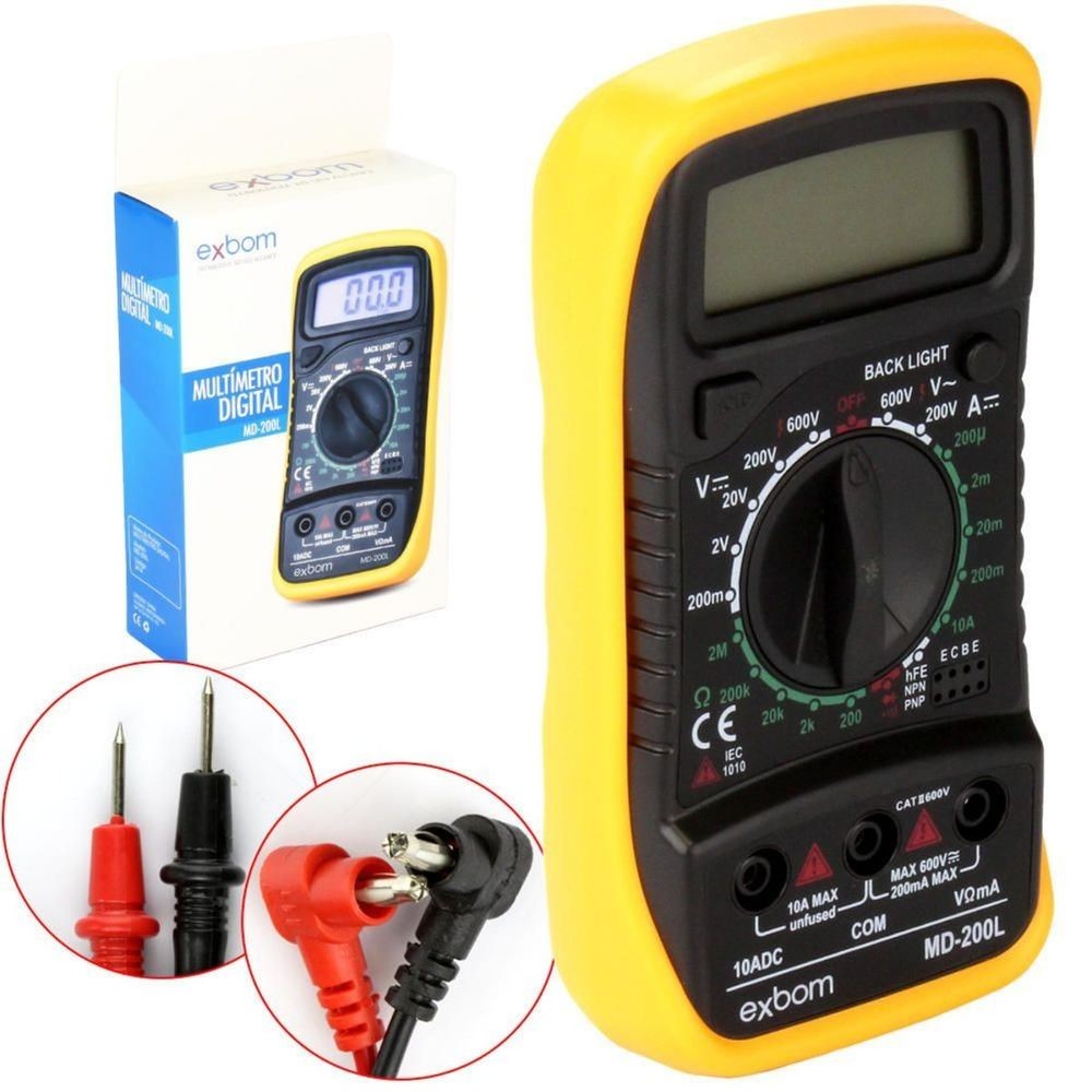 Multímetro Digital Multiteste Exbom com Bateria MD-200L
