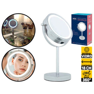Espelho Iluminado Aumenta 2x Dupla Face Giratório Maquiagem MOR em Oferta na Shopee