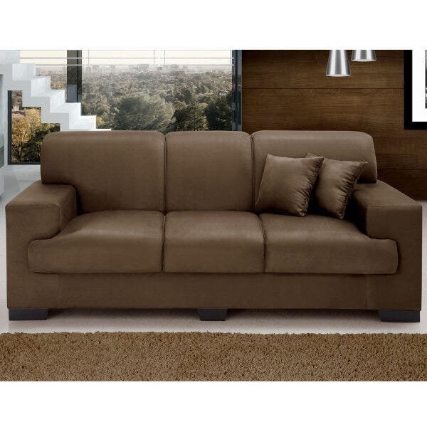 Sofá 3 Lugares Manuela  Marrom em Oferta na Shopee