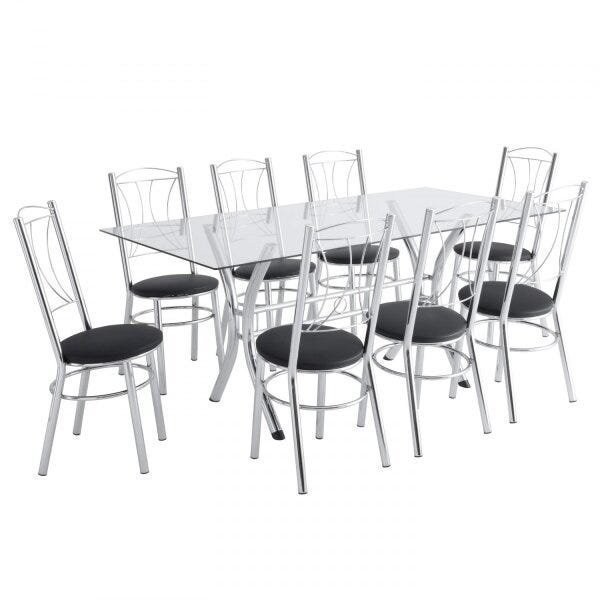 Conjunto Mesa 8 Cadeiras Cromado Moveis em Oferta na Shopee