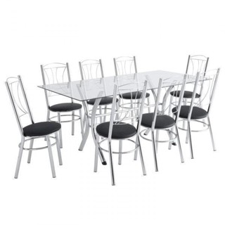 Conjunto Mesa 8 Cadeiras Cromado Moveis em Oferta na Shopee
