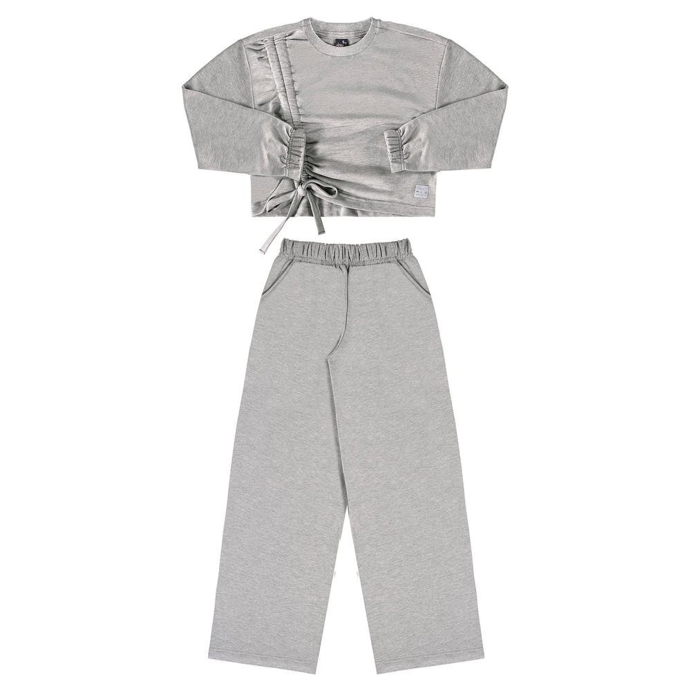 Conjunto Blusão e Calça Wide Leg em Moletom Juvenil Gloss - Baby & Kids Fashion