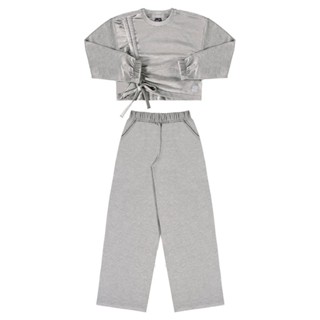 Conjunto Blusão e Calça Wide Leg em Moletom Juvenil Gloss em Oferta na Shopee