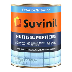 Tinta Epóxi Multissuperficies Branco Acetinado Suvinil 900ml p/ azulejos, pastilhas, vidros, alvenaria, madeiras, metais