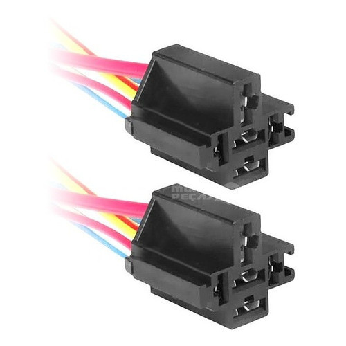 Kit 2 Tomadas Chicote Soquete Conector Plug Porta Relê 70ah