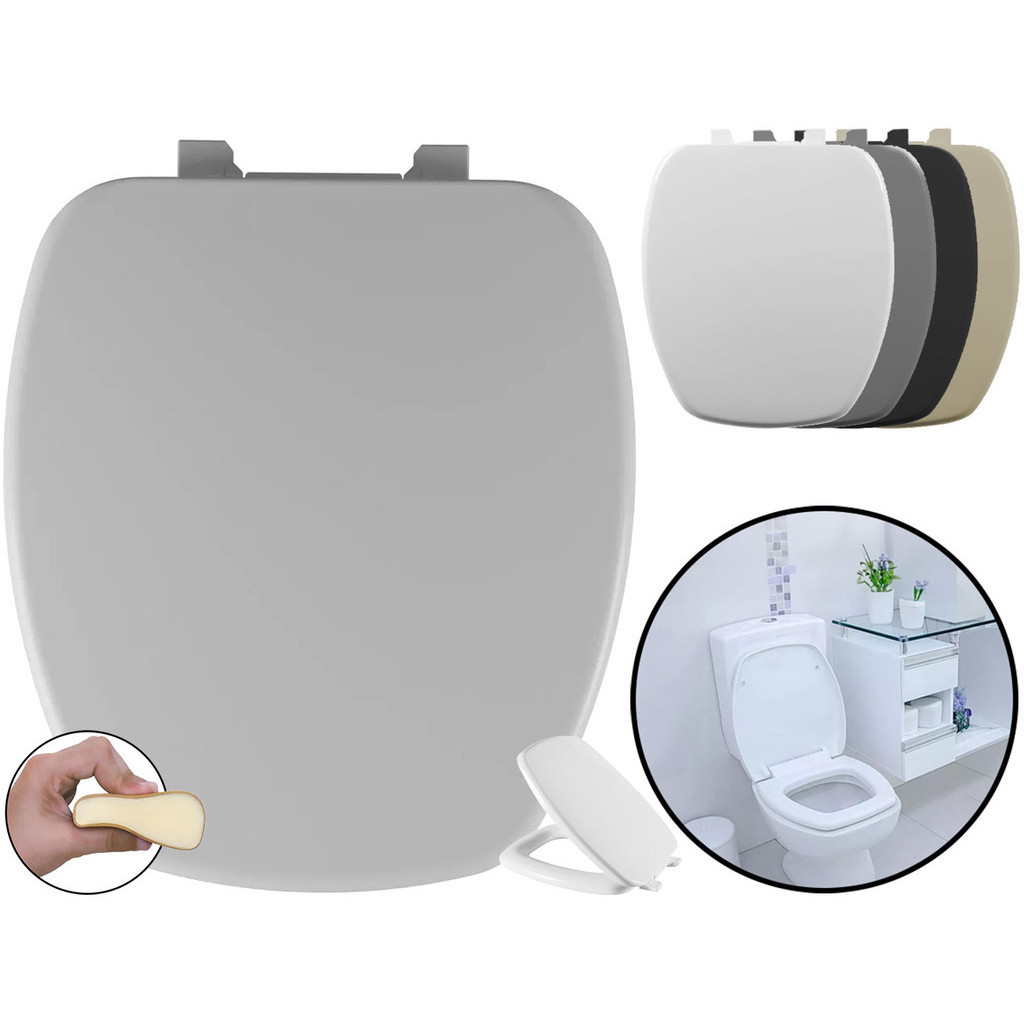 Assento Almofadado Tampa Para Privada Vaso Sanitário Retangular Thema Universal Astra em Oferta na Shopee