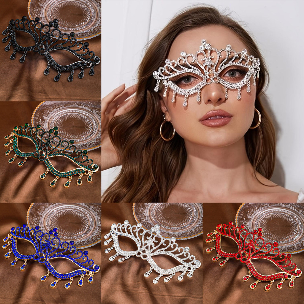 Máscara De Baile De Finalistas Rhinestone Tassel Festa De Casamento Jóias Banquete Acessórios De Vestidos