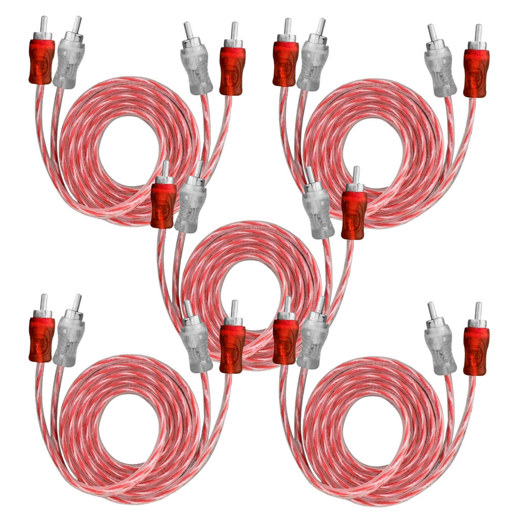 5x Cabo RCA Injetado 1M Plug em Metal Espessura 4mm Tech One em Oferta na Shopee