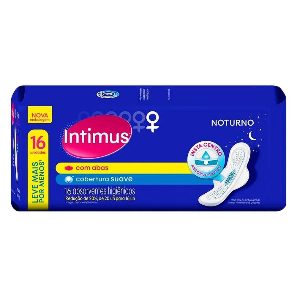 INTIMUS ABSORVENTE NOTURNO SUAVE COM ABAS DE 16 UNIDADES