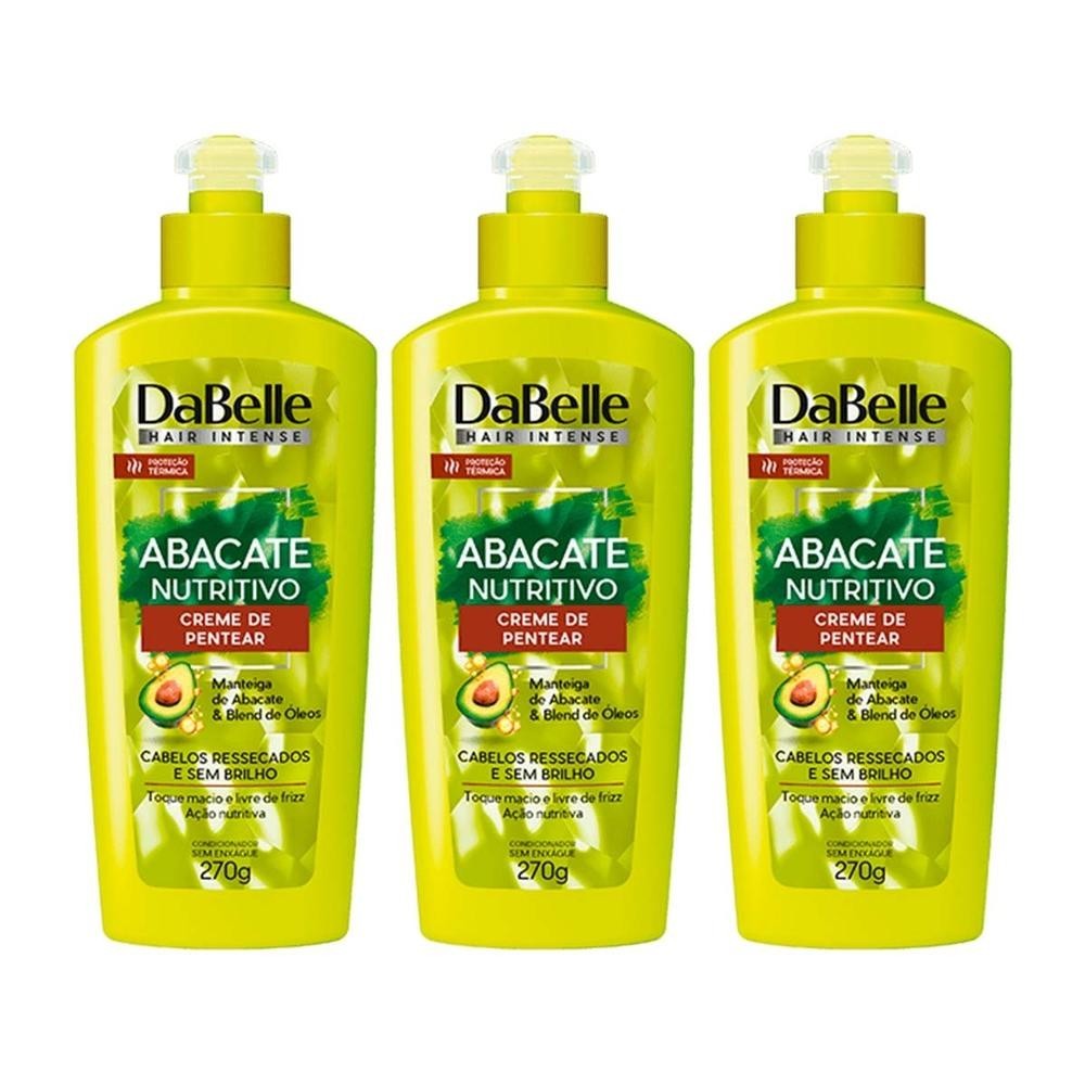 Kit 3 und Creme de Pentear Dabelle Abacate Nutritivo 270g