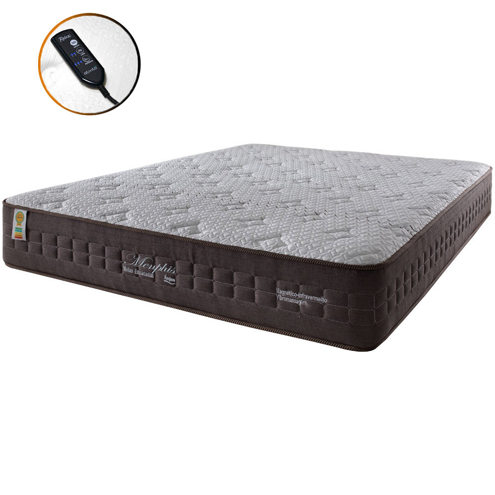 Colchão King Size Magnético Infravermelho Massageador Molas Ensacadas Memphis 193x203x28cm - Home & Living