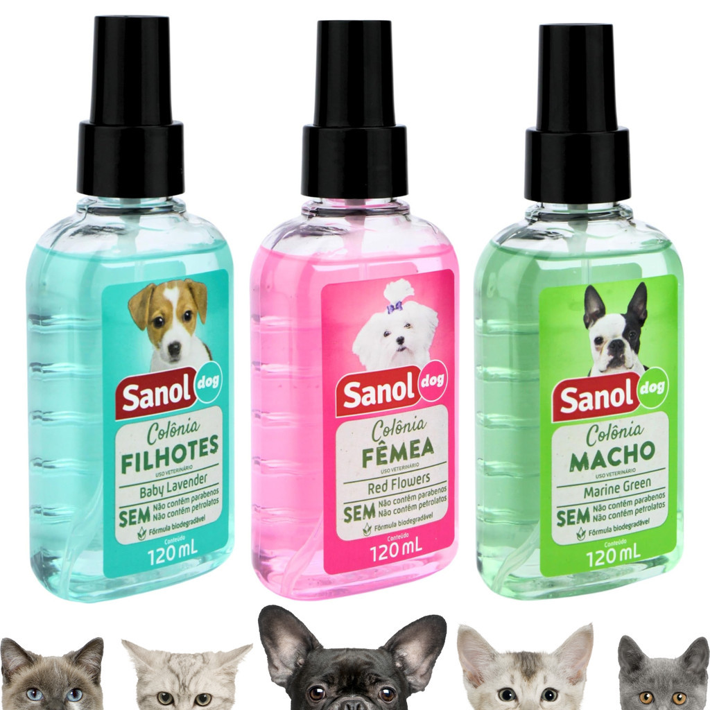 Kit Colônia Cachorro Gato Filhote Macho Fêmea Sanol 120ml