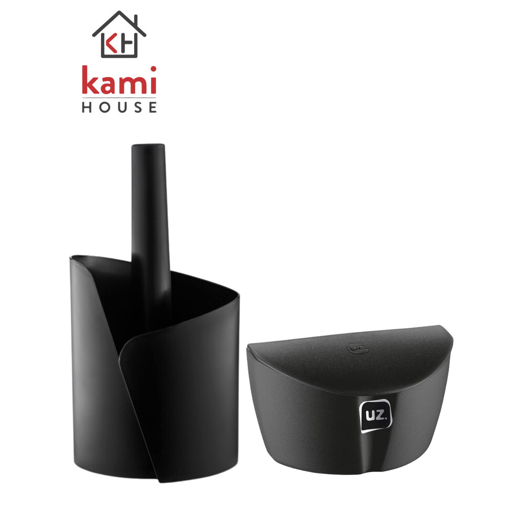 Kit 2 Peças Saleiro de Cozinha com Tampa e Porta Papel Toalha Preto UZ