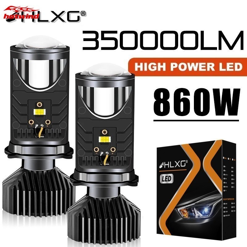 Projetor HW Lente H4 350000LM 860W Led Lâmpadas De Teto Para Carros H4 Bi Canbus Turbo Light 12V 36V Lentes De Alta Qualidade em Oferta na Shopee