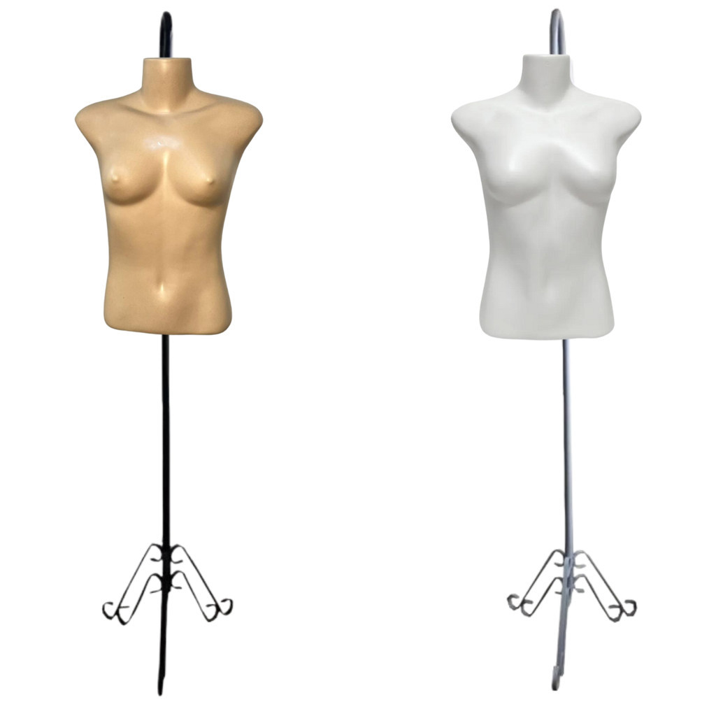 1 Manequim Busto Plastico Com 1 Pedestal Ornado Vitrine Loja