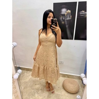 Vestido Midi Com Amarraçoes Na Alça No Laise