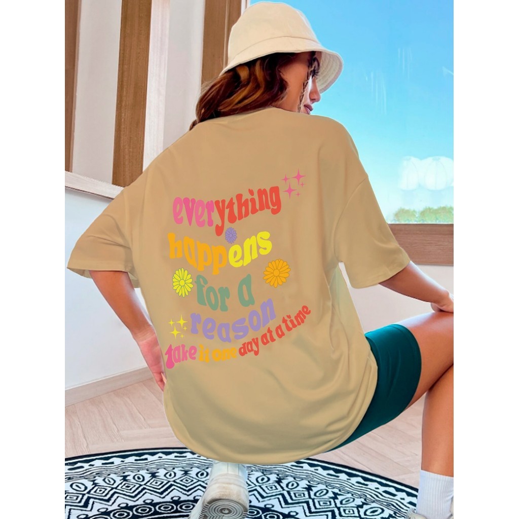 T Shirt Take It One Day At A Time Flores Camisa Champanhe Personalizada Camiseta Plus Size