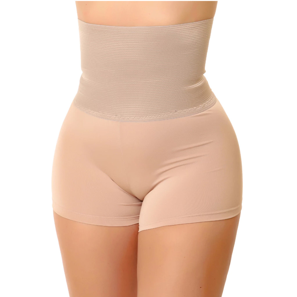 Short Anágua Modeladora Cintura Alta Compressão Cinta Aperta Barriga Confortável