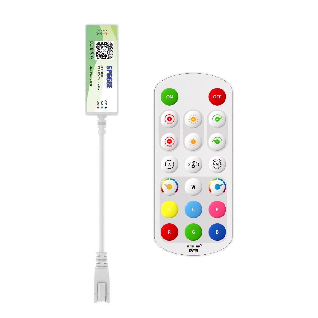 SP668E Controlador de faixa de luz Controlador de aplicativo Bluetooth Controle remoto infravermelho RGB