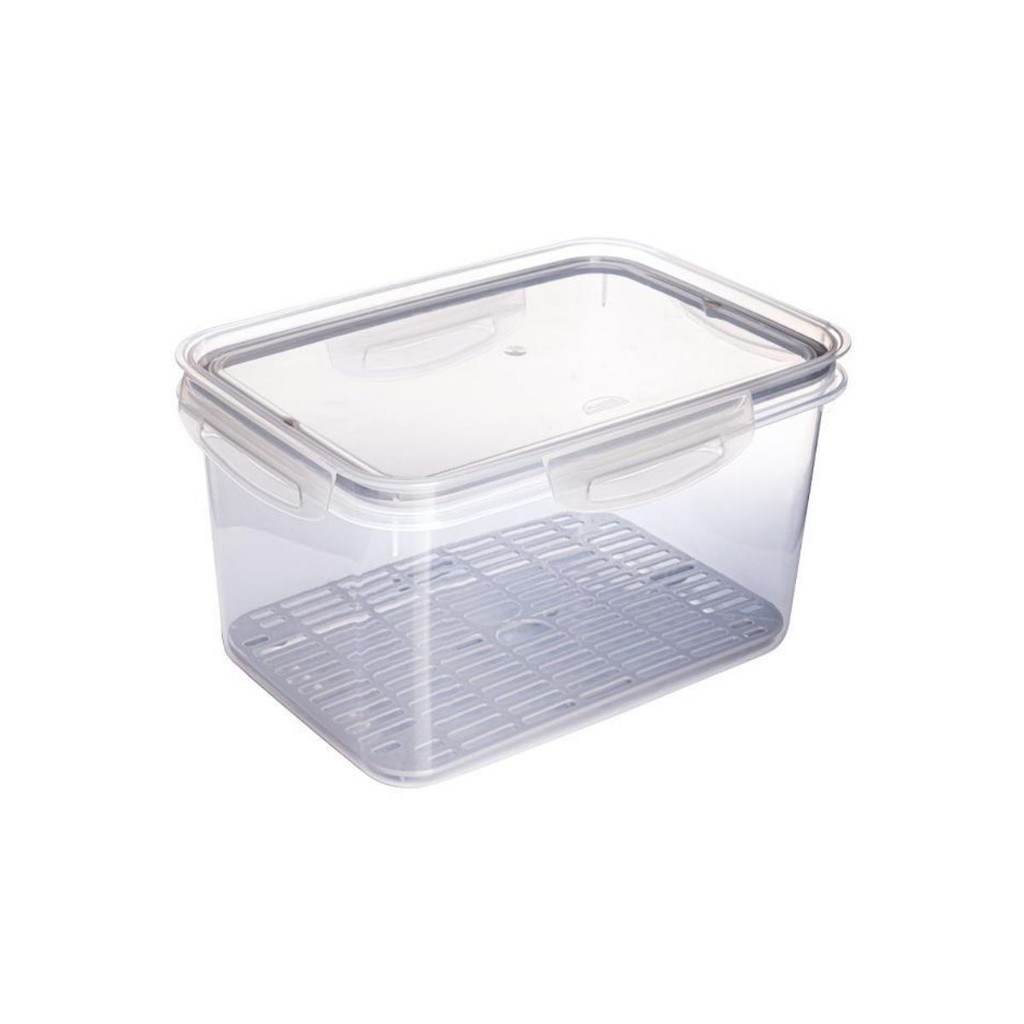 Pote Hermético com Trava e Escorredor 4L Transparente Cinza Alimentos Mantimentos Comida Organizador