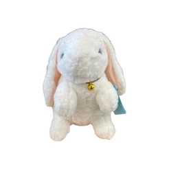 Coelho de Pelúcia Sentado com Sino - Branco - 22cm - 1 unidade - Rizzo