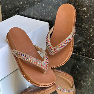 Sandália Feminina Papete Modelo Lizy Estilo Chinelo Com Stras Lançamento em Oferta na Shopee