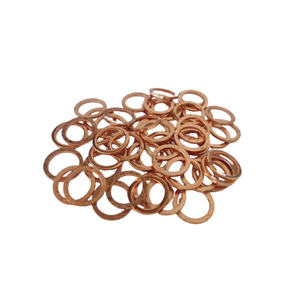 50 Arruela de Cobre Vedação Bujão Carter Dreno Óleo Motor Bico Injetor Parafuso de 12mm