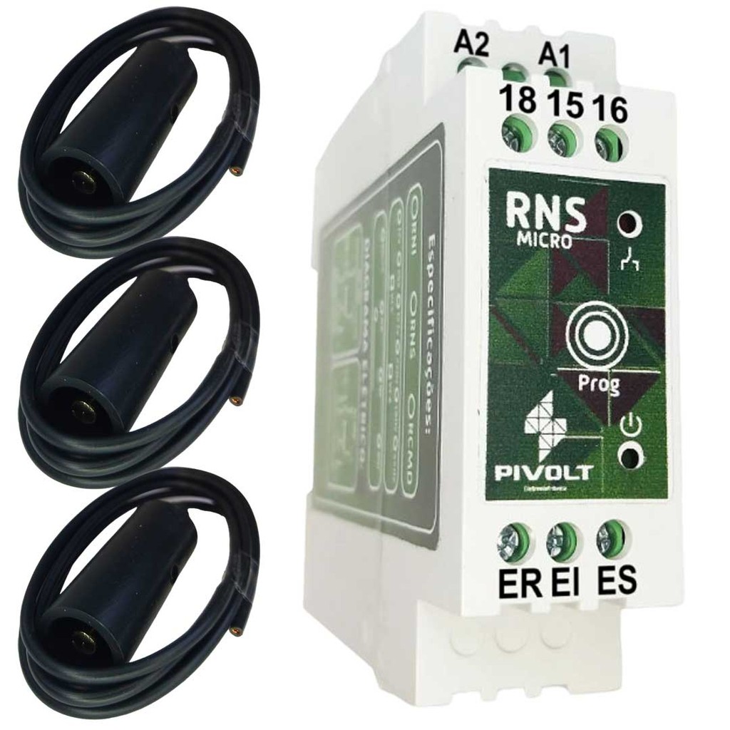 Kit 1 Relé De Nível Superior Micro Inteligente (RNS MICRO) + 3 Eletrodos Pêndulo e Cabo 0,5m Pivolt