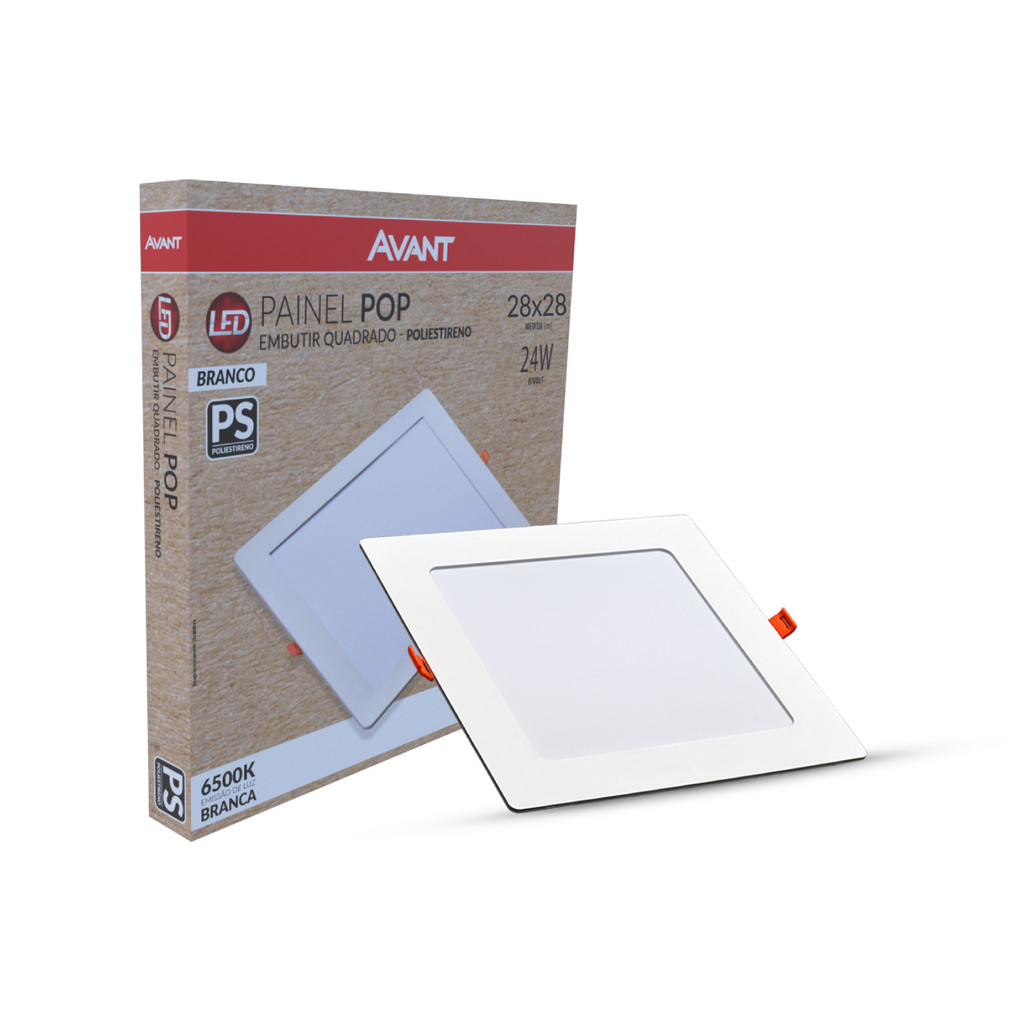 Painel Led Pop Quadrado Embutir 24W 6500k 28x28 Br Avant - Home & Living