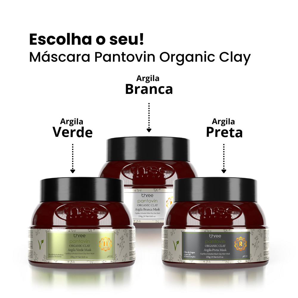 Máscara Pantovin Argila Organic Clay Three Therapy 250g em Oferta na Shopee