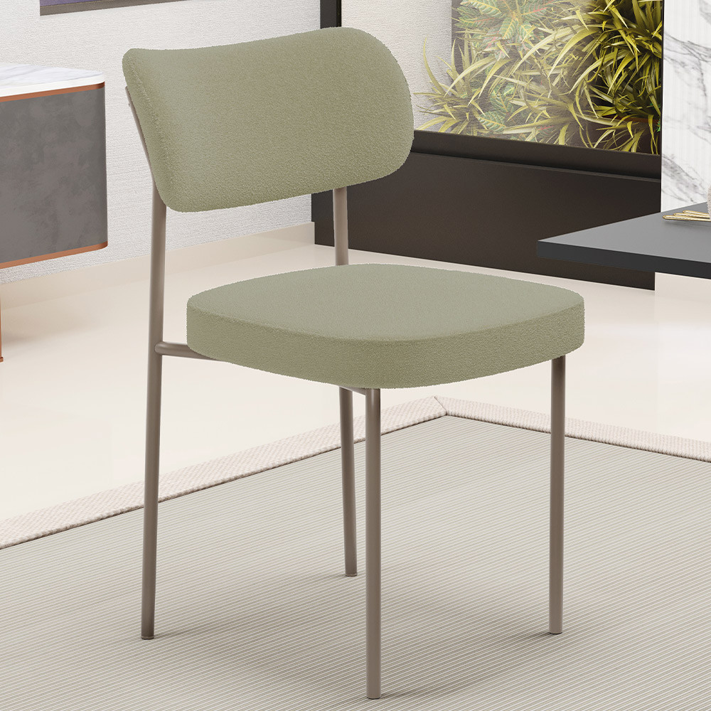 Cadeira Decorativa Sala De Jantar Melina Base Arena L02 Bouclê Oliva - Lyam Decor em Oferta na Shopee