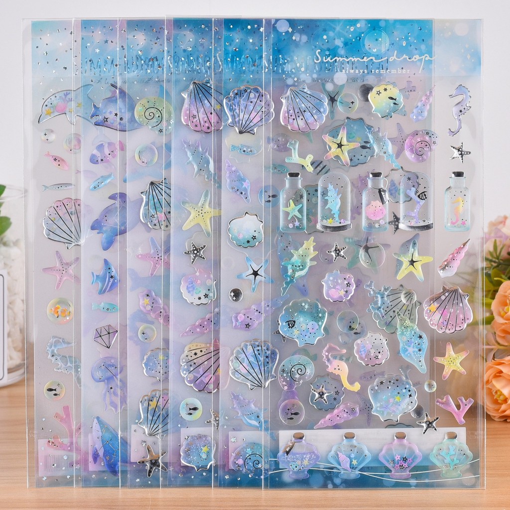 1 Peça Adesivos De Cristal De Peixe Oceano 3D Decoração De Diário em Oferta na Shopee