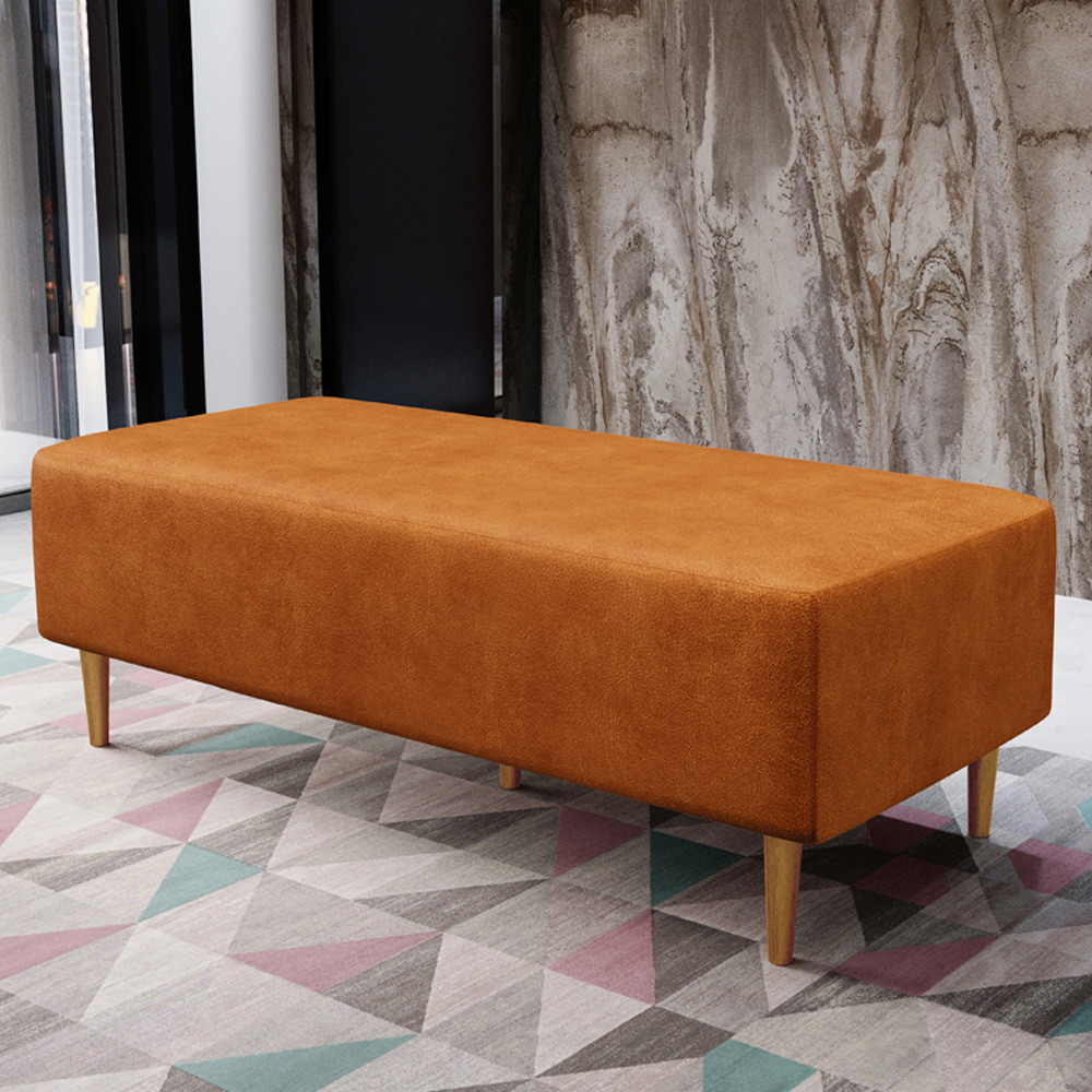 Puff Decorativo Sala de Estar Bali W01 Pés Palito 120x50 cm Couríssimo Canela - Lyam Decor