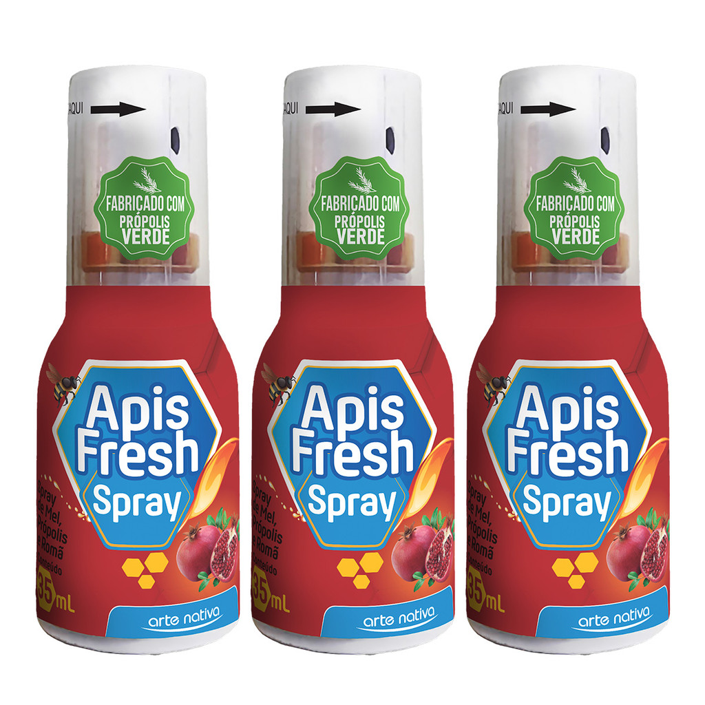 Kit 3 und Apis Fresh Spray Mel C/ Própolis e Romã 35ml em Oferta na Shopee