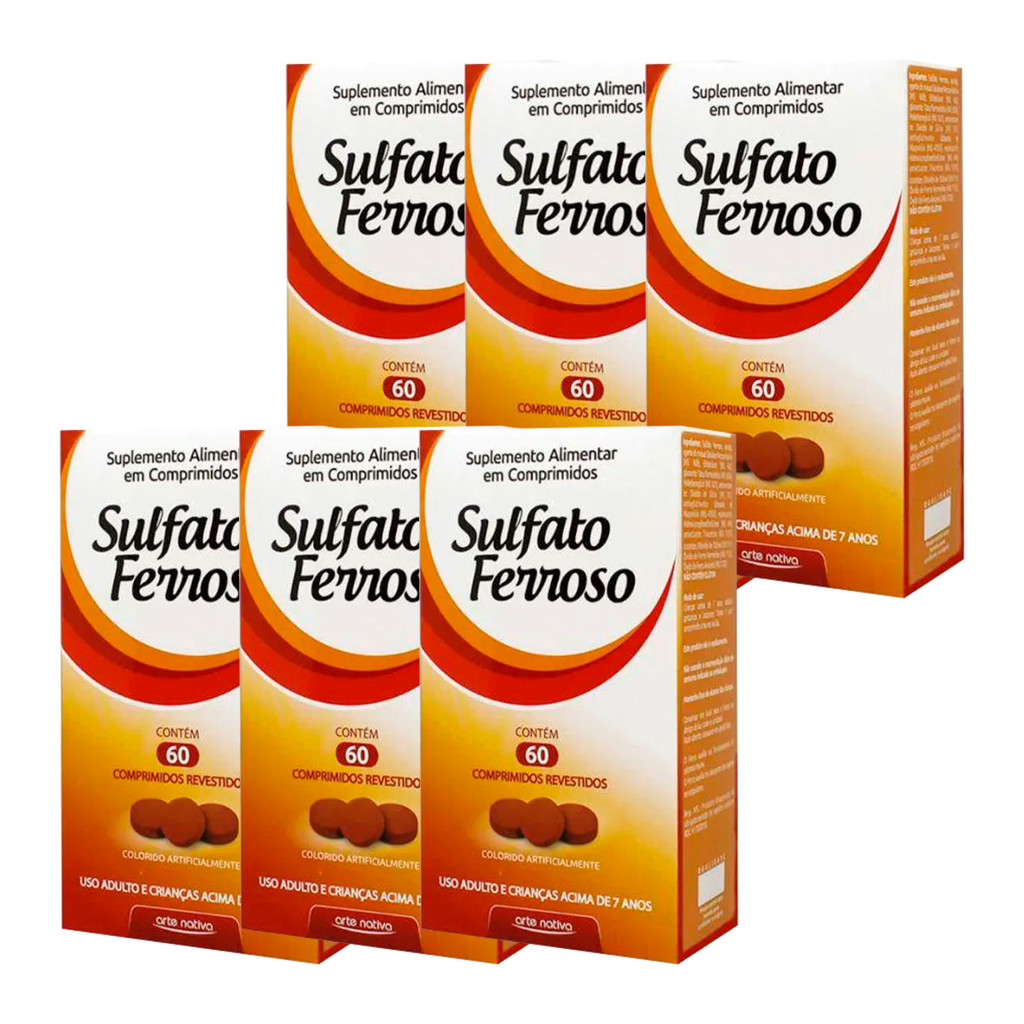Kit 6 und Sulfato Ferroso Arte Nativa 60 cpr em Oferta na Shopee