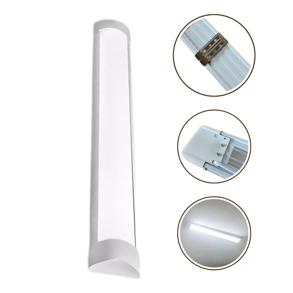 Kit Slim 4 Luminária Led 36w Tubular Sobrepor 120cm - Luz Branco Frio 6500k