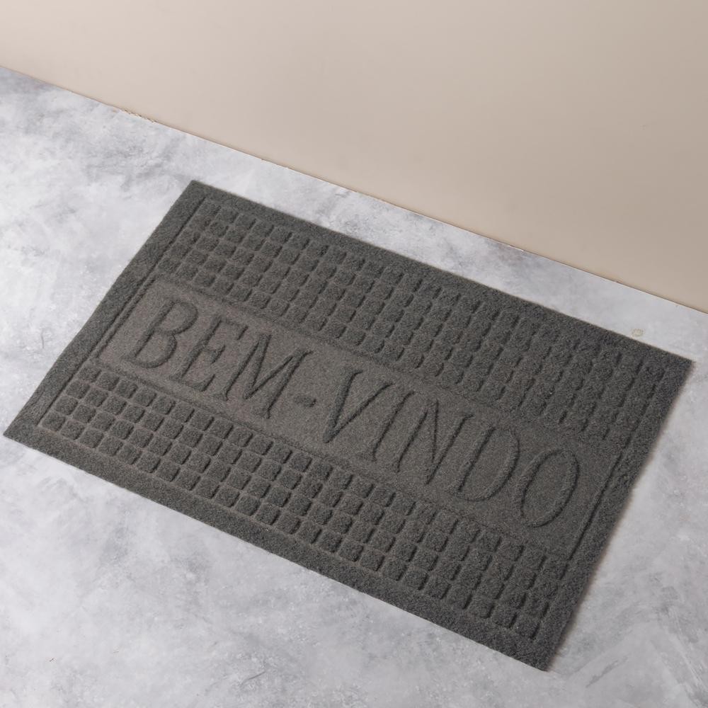 Capacho Lyor de PVC com Antiderrapante Cinza 58cm x 38cm - Home & Living